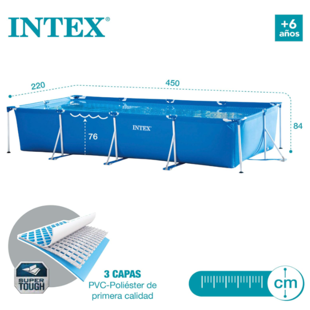 Piscina Rectangular Estructural Familiar INTEX 4,5x2,2x0,84m