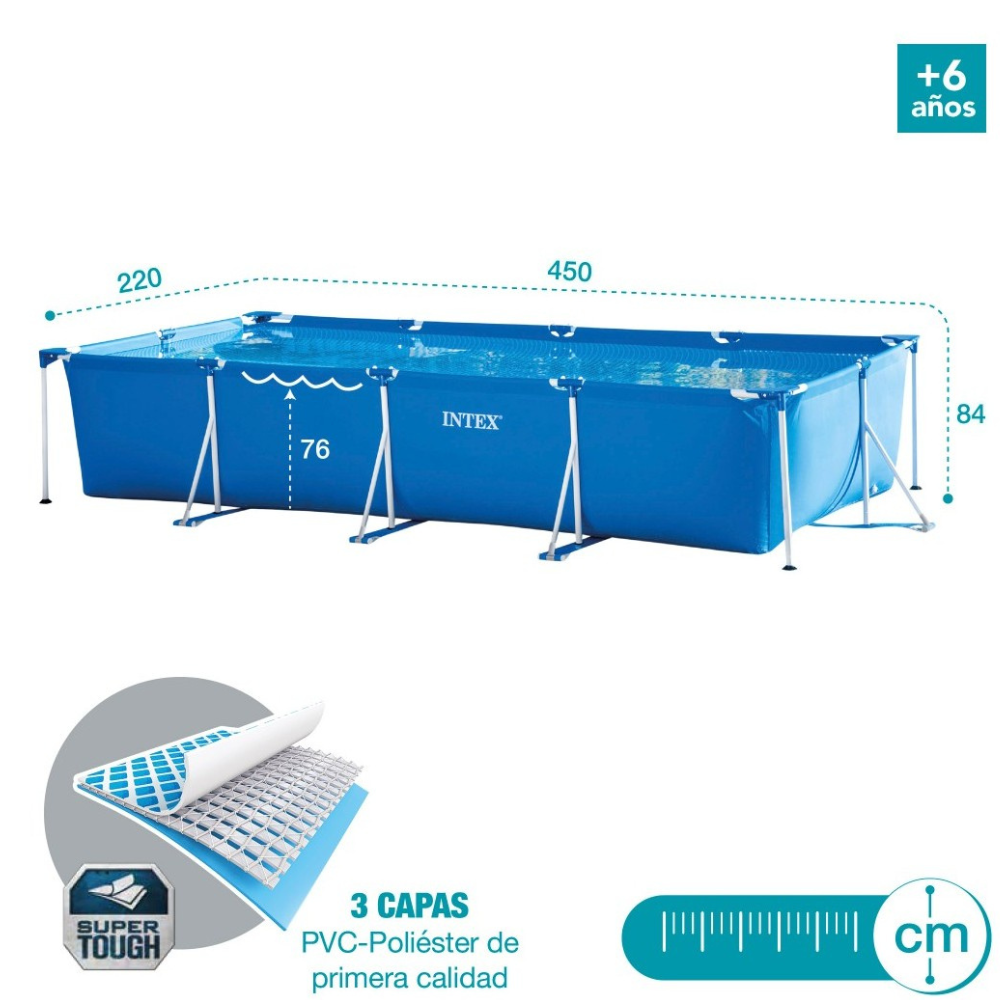 Piscina Estructural INTEX 4,5mx2,2mx0,84m + Bomba Filtrante