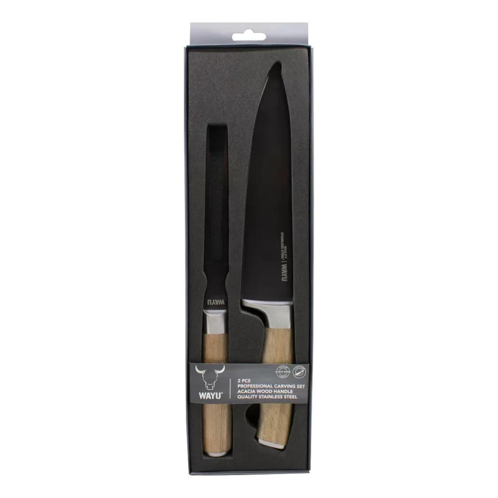 Set Tenedor Y Cuchillo Premium Wayu Con Estuche