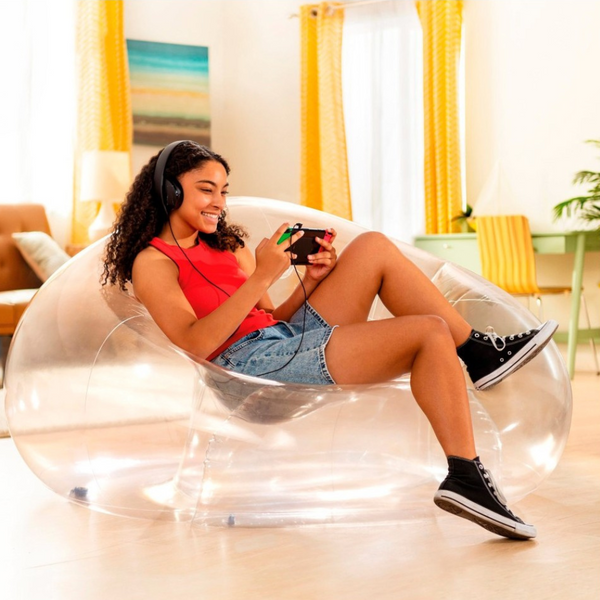 Sillón inflable transparente INTEX Puff Beanless Bag