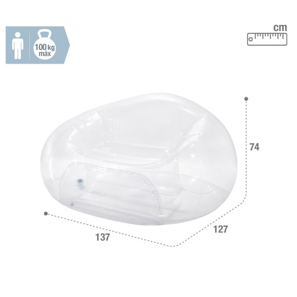 Sillón inflable transparente INTEX Puff Beanless Bag