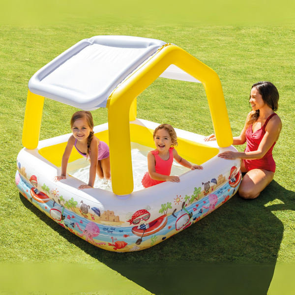 Piscina Infantil Inflable Con Techo Removible INTEX Amarillo