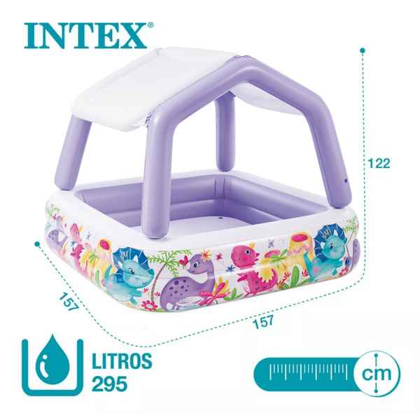 Piscina Infantil Inflable Con Techo Removible INTEX Púrpura