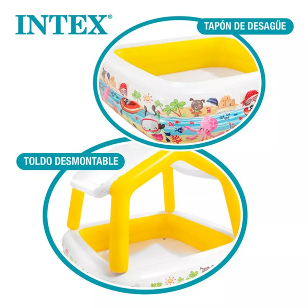 Piscina Infantil Inflable Con Techo Removible INTEX Púrpura