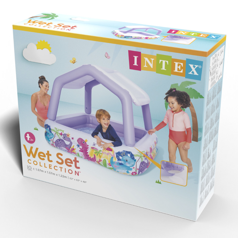 Piscina Infantil Inflable Con Techo Removible INTEX Púrpura