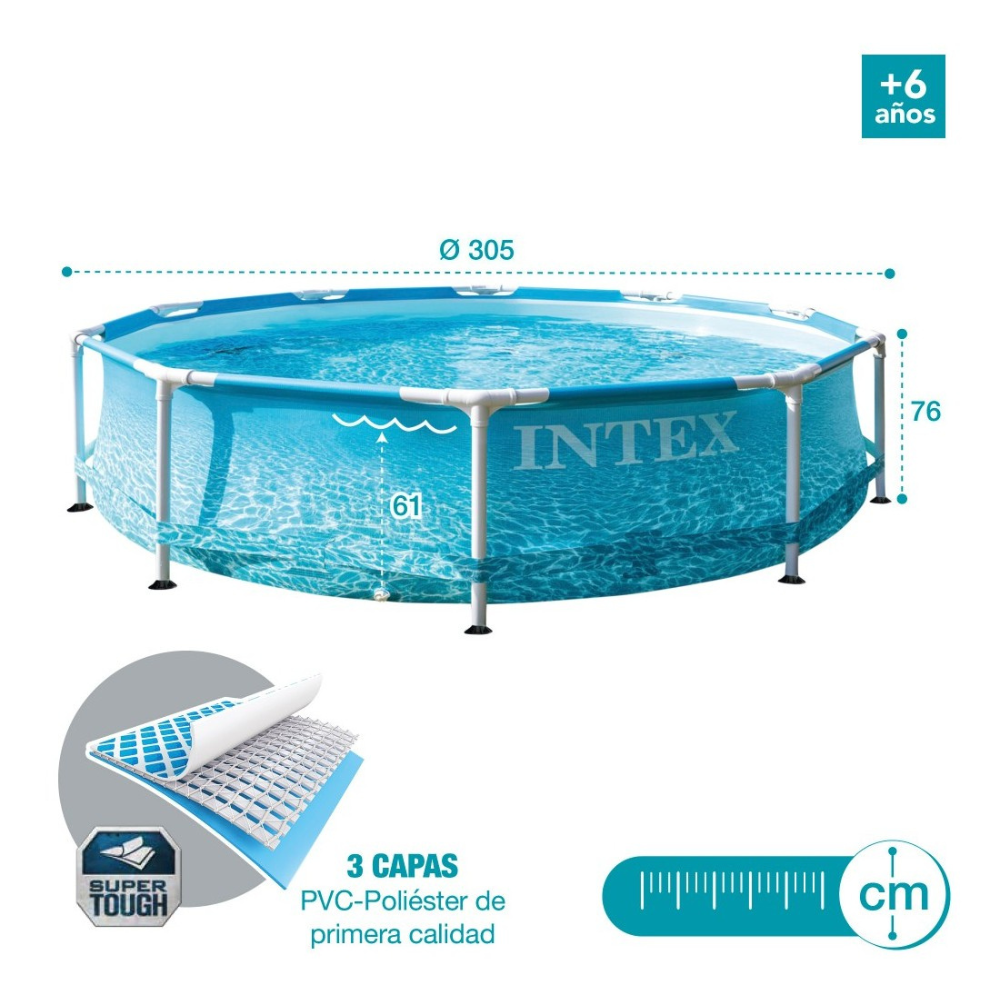 Piscina Estructural Redondo INTEX 305x76cm + Bomba Filtrante