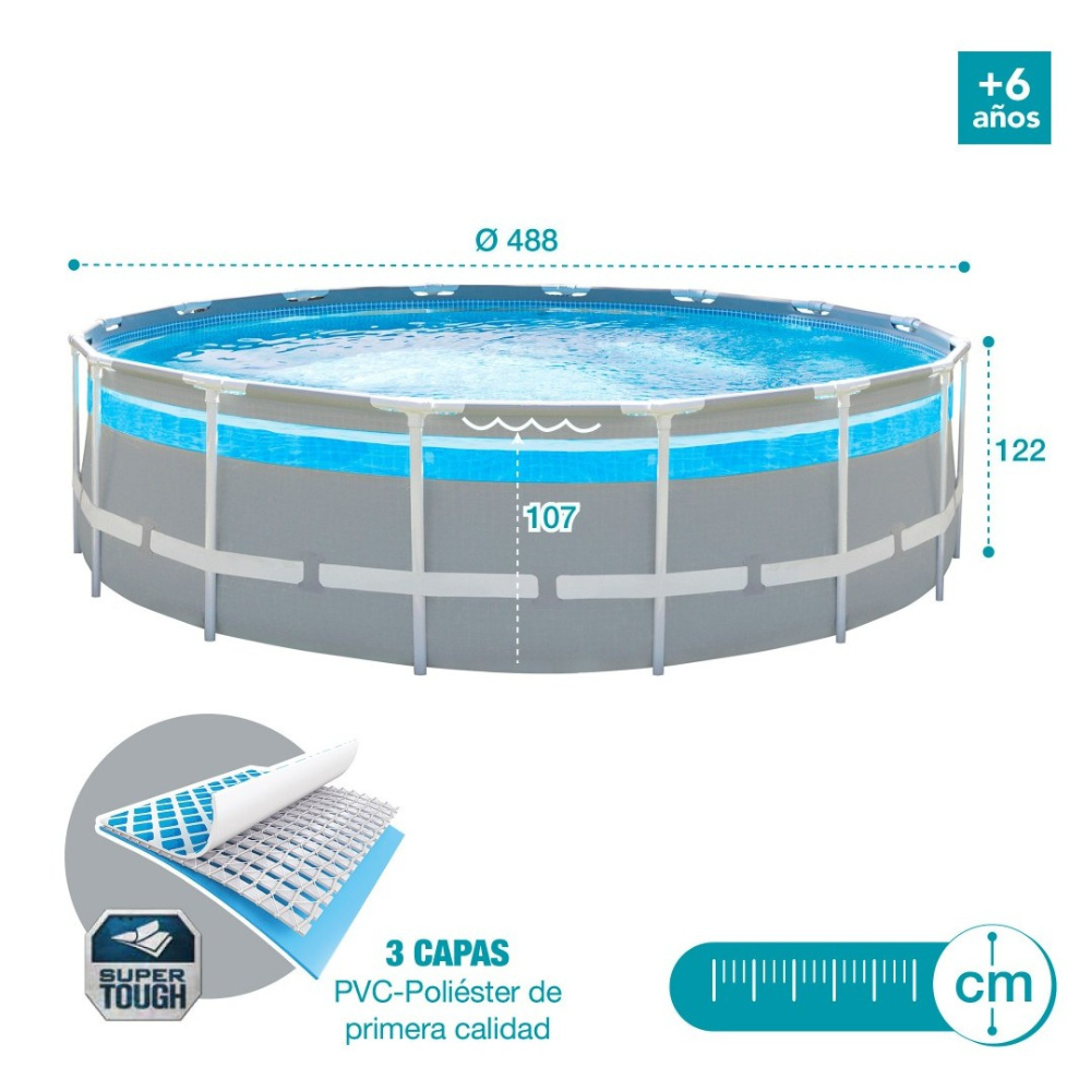 Piscina Estructural Prisma Intex 488x122cm + Accesorios