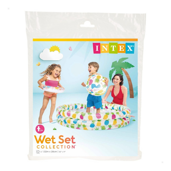 Set Piscina Infantil con Piscina, flotador y pelota inflable Piñas INTEX