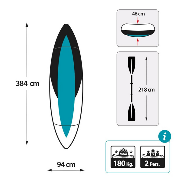 Kayak Inflable INTEX 2 Personas Excursion Pro K2