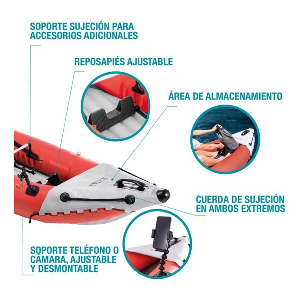 Kayak Inflable INTEX 2 Personas Excursion Pro K2