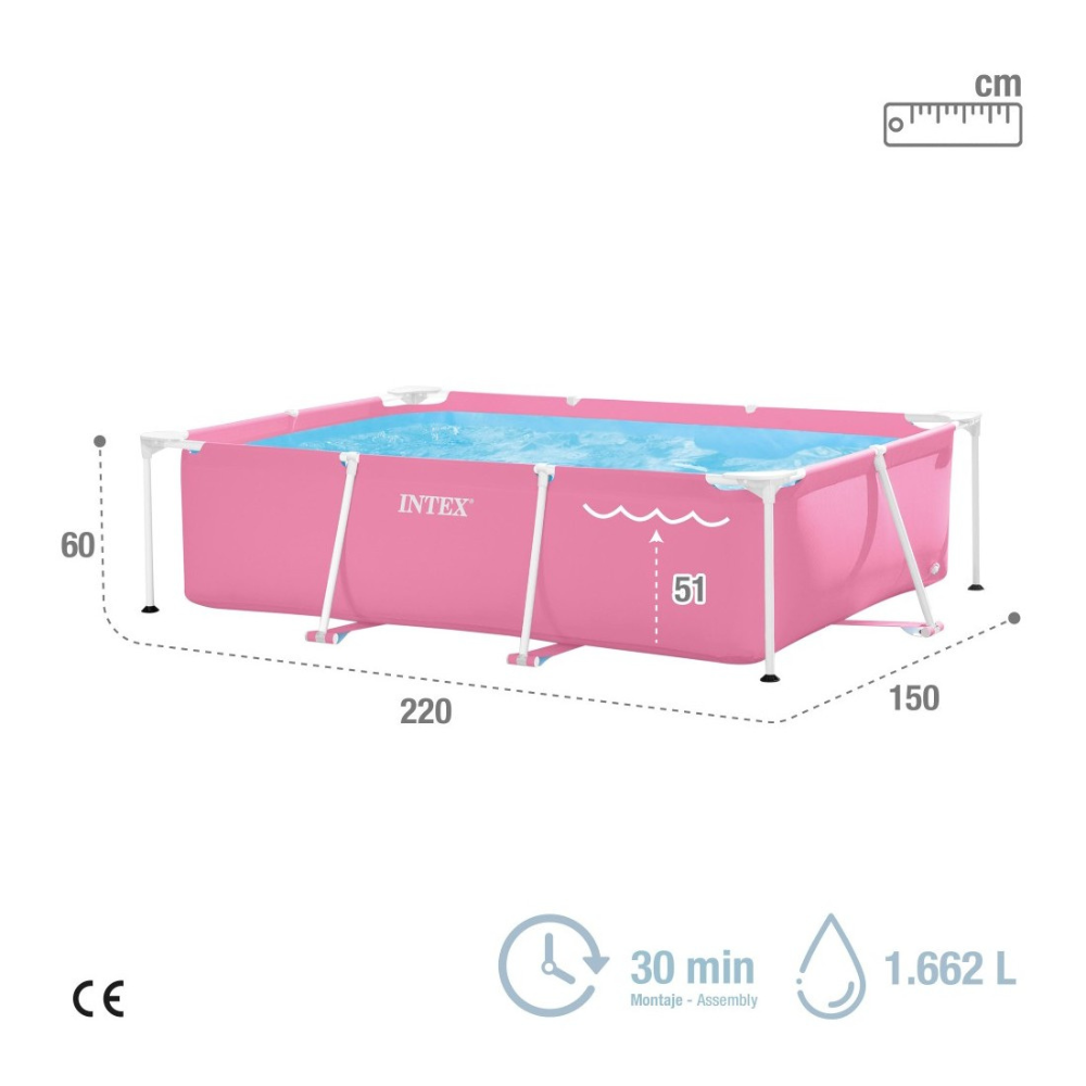 Piscina Estructural 220x150x60 cm Rosa INTEX