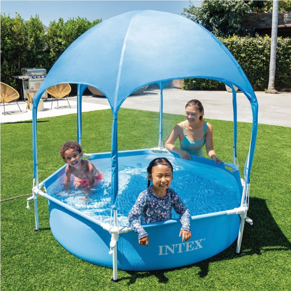 Piscina Estructural 183x38cm Con Techo Desmontable INTEX hexagonal Canopy