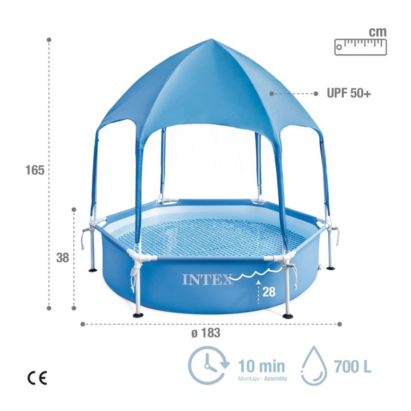 Piscina Estructural 183x38cm Con Techo Desmontable INTEX hexagonal Canopy