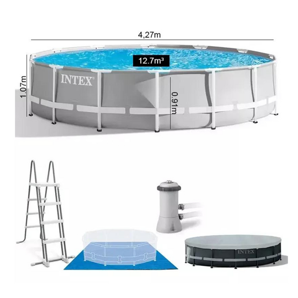 Piscina Estrutural Prisma Intex 4,27 X 1,07mt + Accesorios