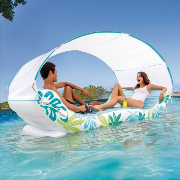 Colchoneta inflable 2 plazas con toldo desmontable INTEX