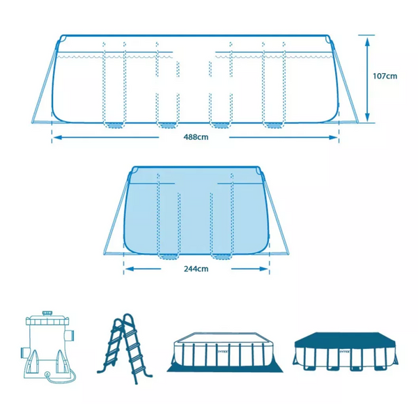 Piscina Estructural Intex 4,88x2,44x1,07metros + Accesorios